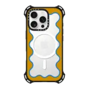 iPhone 16 Pro Bounce Case MagSafe Compatible Blue and Yellow Wavy Border