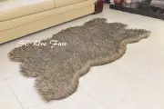 24 x 48" Black Tip Coyote Plush Fur Rugs Bearskin Home Rug Decors