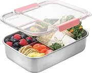 [Smash] Microwave Safe Stainless Steel Bento Lunch Box, 3 Compartments, Blush, 1300ml