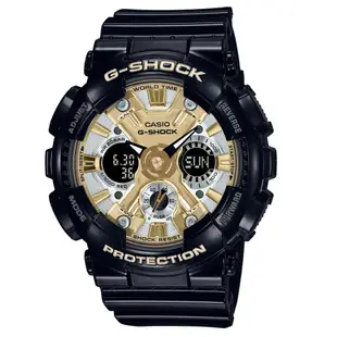 CASIO 卡西歐 G-SHOCK 立體閃耀 黑金雙顯腕錶 GMA-S120GB-1A / 45.9mm