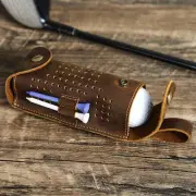 Genuine Leather Golf Balls Waist Pouch Bag Portable Golf Balls Tees Belt Case