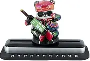 Number Display for Car, Sliding Number Sign Skateboard Bear Phone Number Plate, Creative Number Card with Phone Holder Interior Ornaments for Vehicle