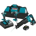 Makita Hammer Drill, Impact Driver, Reciprocating Saw Combo Kit 18V LXT Li-Ion