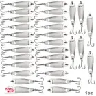30pcs Fish WOW! 1oz Casting Jig Hammered spoons Silver Treble hook