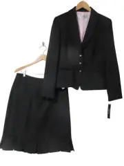 Sz 12 NWT $250 TAHARI Levine Women's Black JACKET & SKIRT SUIT Blazer Career