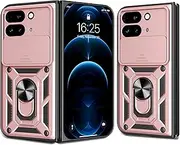 Compatible with Google Pixel 9 Pro Fold Case,Compatible with Google Pixel 9 Pro Fold 5G GGH2X GC15S Magnetic Bracket [PC+TPU] 2 in 1 Slide Lens Pink