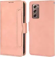 [HualuBro] Case for Samsung Galaxy Z Fold 2 / Z Fold2 5G Phone Case, Magnetic Full Body Protection Shockproof Stand Folio Flip PU Leather Wallet Case Cover with Card Holder (Pink)