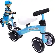 Kids Bike, 4 Wheel Soft Kids Bicycle, Anti-Tilt Balance Bike, Kids Training Car, Pedalless Scooter for Children Indoor for Boys and Girls