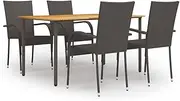 Patio Sets 5 Piece Garden Dining Set Poly Rattan Brown