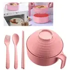 Portable Ramen Container Microwaveable Dish Microwave Cooker Bowl Set