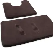 Memory Foam Bath Mat Set, Extra Soft 2 Piece Bathroom Rugs Non Slip and Absorben