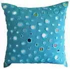 Decorative Cushion Case Blue 16"x16", Square Silk Circles & Dots - Blue Mirror