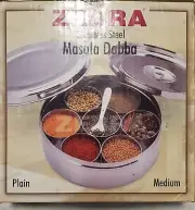 Stainless Steel Zebra Spice Box, Double Lid Masala Dabba, Masala Box In Box