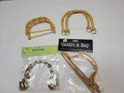 Vintage Lot Of 4 Purse Handbag Handles Bamboo Look Dark Light Crafts DIY NIP
