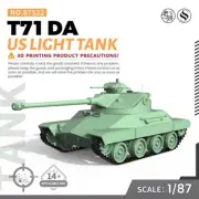 SS87522 1/87 HO Scale Railway Military Model Kit US T71 DA Light Tank 3D RESIN