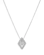 Roberto Coin 18K White Gold Diamante Diamond Frame Pendant Necklace, 16-18