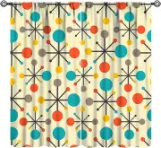 Mid Century Curtains,Mid Century Fifties Modern Retro Colors Pattern Blackout Ro