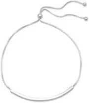 [JewelryWeb] Adjustable 925 Sterling Silver Box Chain Bracelet 2mm X 47mm Polished Bar Link-Bracelet for Women and Men