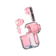 TWS Wireless Earphones 5.3 Bluetooth Headset with Mic HD Sound Auriculares Transparent Cute Half in Ear Headphones -Pink