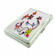 Flower Art Em1 Cigarette Case with Built in Lighter Metal Wallet