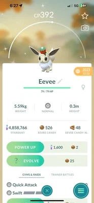 Shiny Holiday Hat Eevee. (REGISTERED TRADE ONLY)