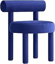 Boucle Accent Chair, Modern Armless Sherpa Vanity Chair with Round Seat & Curved Backrest, Upholstered Single Chair for Bedroom, Living Room, Dressing Table or Entryway (Klein Blue)