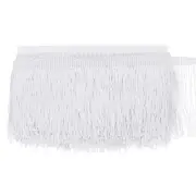 Chainette Fringe Trim, 10 Yards of 4" Polyester Braid Tassel [White]