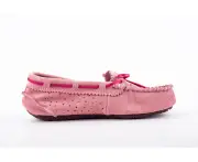 UGG Women Drive Slip-On Loafer Causal Shoes Moccasin Genuine Leather Flat Shoes Hollow Breathable-Pink