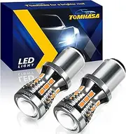 Tomhasa 1157 LED Bulbs for Turn Signal Light Bulbs, Amber Yellow BAY15D 7528 2057 2357 LED Replacement Bulbs for Front Rear Turn Signal Light Blinker Light Side Marker Lights, Pack of 2