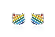 Rainbow Kitty Stud Earrings