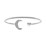 ANYCO Bracelet 18cm Silver Stone Moon Shaped Charms Bangle Fashion Accessories