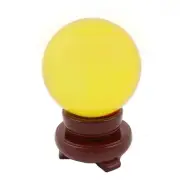 80mm Yellow Crystal Sphere with Rotatable Wooden Stand