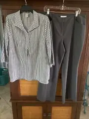 Women’s Chico’s 2.0 (12) Outfit: Blouse; Pants, EUC! NWT! Jewelry Set. 2B