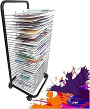 Art Drying Rack for Classroom,Floor-Standing 35 Shelves Storage Rack,Single-Sided Art Drying Rack,Suitable for Engineering Drawings Paintings Prints