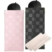 Sightor Sunglasses Case, 2 Pcs Soft Eyeglass Cases Checkered Black, Pink