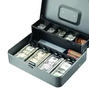 Durable Tiered Cash Box with 10 Compartments and Secure Cam Lock - 11.81" W