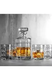 HOME ESSENTIALS & BEYOND 5-Piece Crystal Whiskey Decanter & Tumblers Gift Set