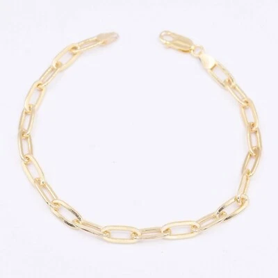 5.5mm Paperclip Link Chain Anklet 14K Yellow Gold-Plated Sterling Silver 925