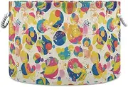 Yoogain Graffiti Artwork Colorful Rounds storage basket folding and waterproof dirty clothes hamper with sturdy handle stuff mini set for nursery bedding gift