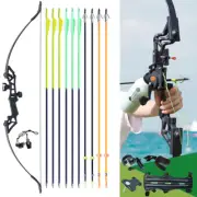 30/40lb Archery Bowfishing Bow Hunting Recurve Bow 10xFishing Arrows Reel Target