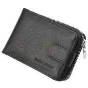 Men Faux Leather Multi-Card Zipper Wallet BLACK COLOR