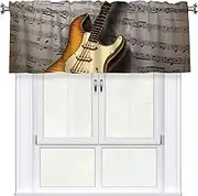 LHBWCVN Note Guitar Valances for Windows, Rod Pocket Window Treatment Drapes Farmhouse Kitchen Curtains Short Blackout Window Curtains for Living Room Bedroom Decor 54x18 Inch
