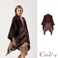 在飛比找momo購物網優惠-【Elodie】格紋斗篷 保暖斗篷/歐美時尚幾何格紋保暖披肩