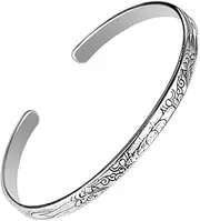 [BOSUGE] Personalized Bracelet， Retro China Style Women Jewelry 925 Sterling Silver Engraved with Flowers Open Bangle Cuff Bracelet