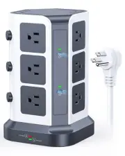 [65W] PD Power Strip Tower Surge Protector, USB C Desktop Charging Station wi...