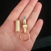 Brass EDC Mini Knife Key Ring Outdoor Portable Paper Cutting Keychain Pendant