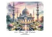 Current Year Gregorian Calender with Islamic Watercolor Art Pictures