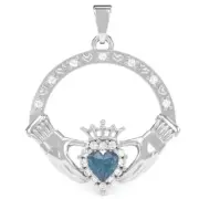 Lab-Created Alexandrite Diamond Claddagh Pendant In 14k Solid Gold