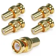 5x BNC Male Connector To RCA Female Jack Adapter Coax Coaxial Gold Plated CCTV