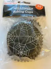 1 pack of 50 Halloween cupcake liners baking cups trick or treat spider web